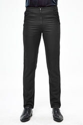 Pantalon gothique pour homme avec poche latérale en forme de fleur en tissu sergé noir